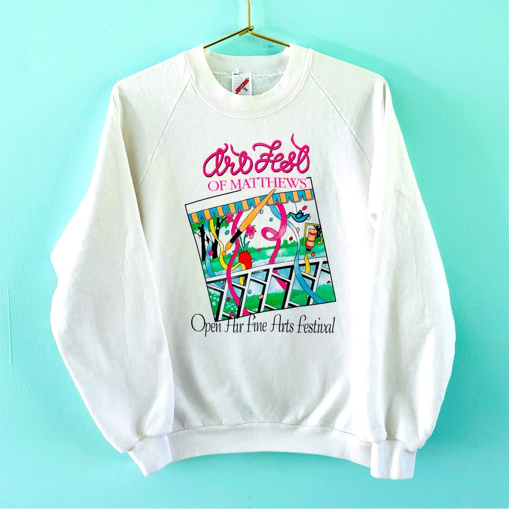 Vintage Art Festival Sweatshirt Crewneck 90s Matthews NC Bright Colors Fine Arts